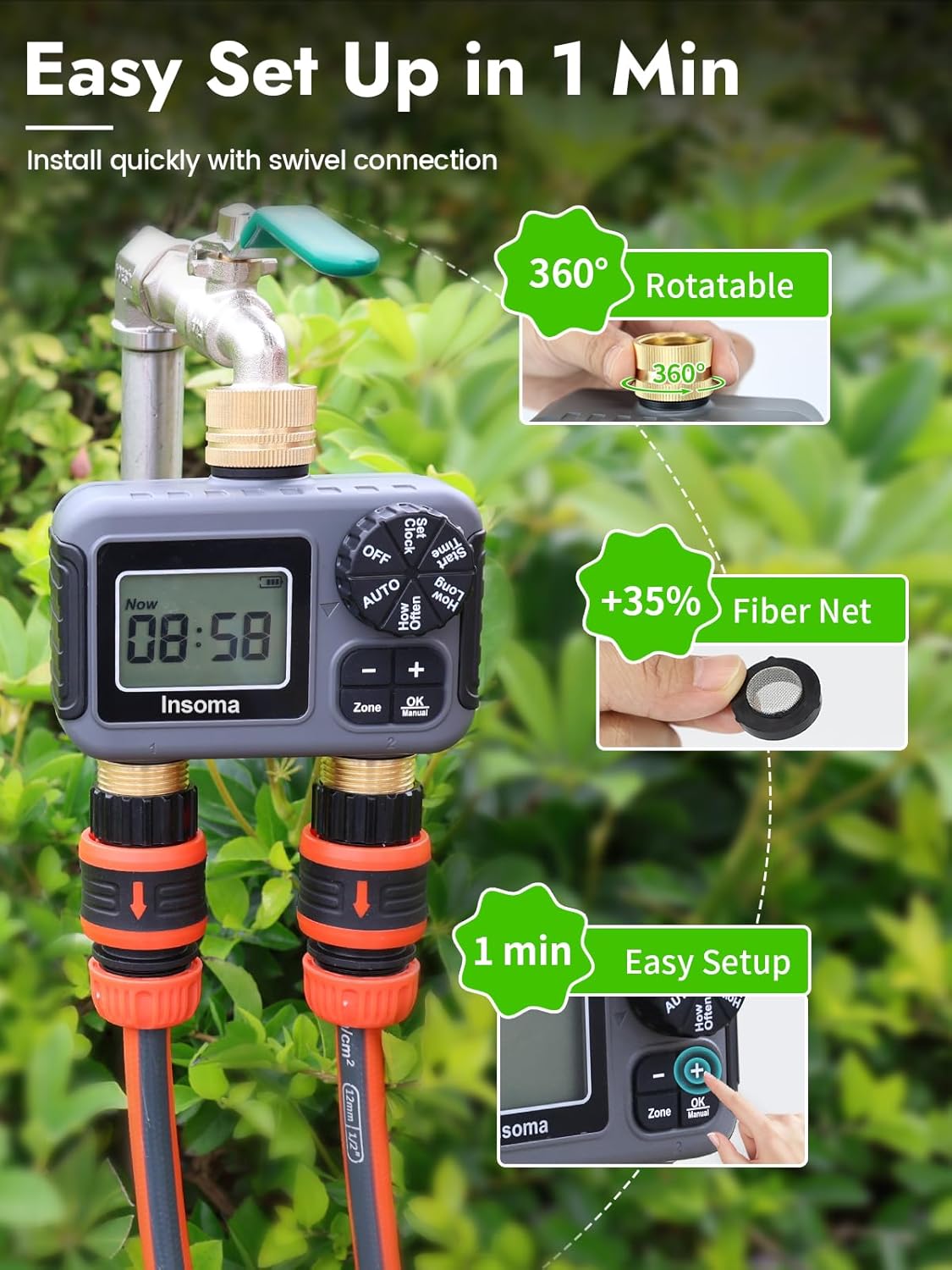 Dual Outlets Smart Irrigation  - Smart Garden Sphagnum Moss ulasan dan harga